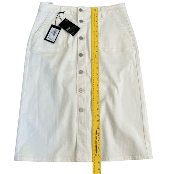 Paige Meadow Utility Patch Pockets Midi Denim Skirt In White NWT Size 31 - Picture 9 of 11